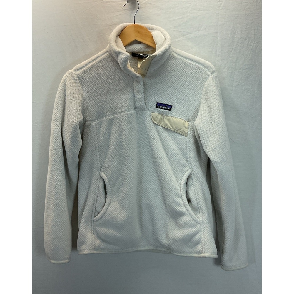 PATAGONIA Pullover Women M White Cream ReTool Snap-T Fleece Polartec Sweatshirt